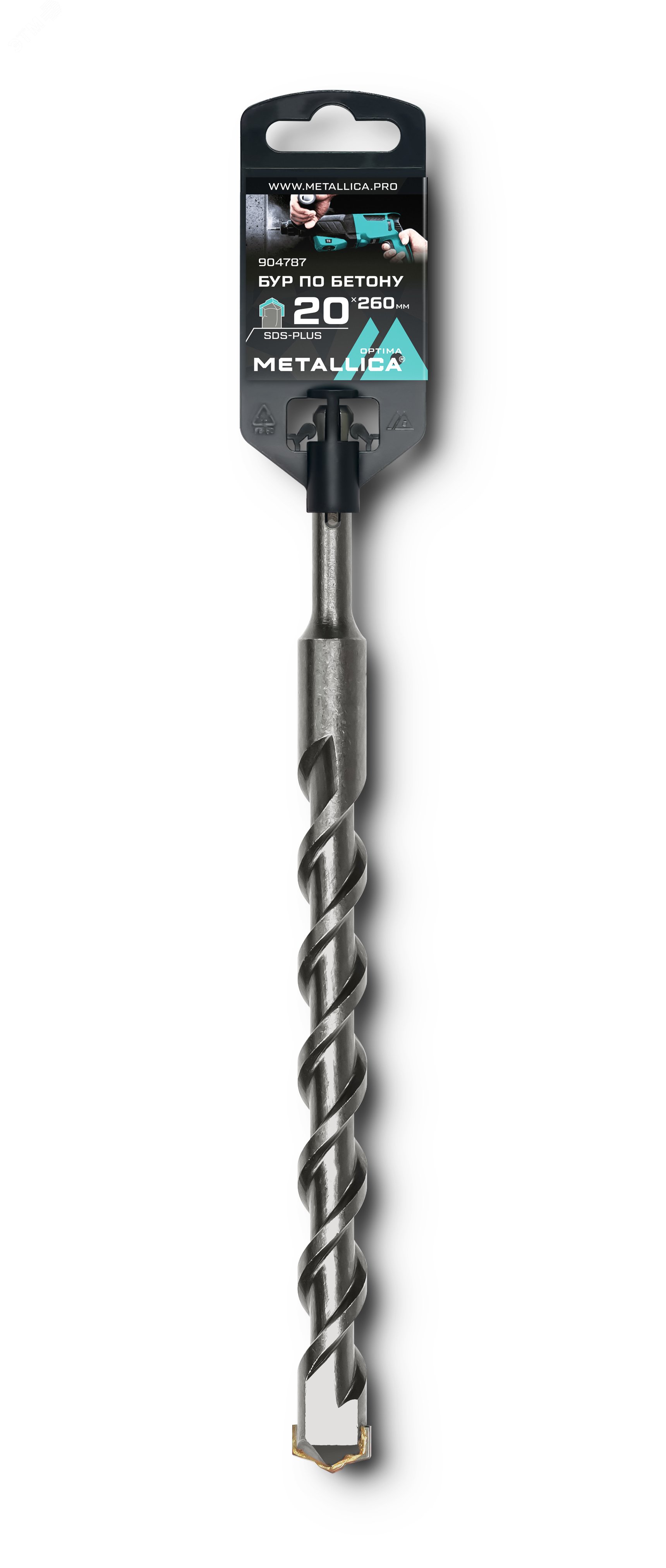 Изображение товара Бур по бетону SDS-plus 20 х260/200 мм с твердосплавной напайкой и центром