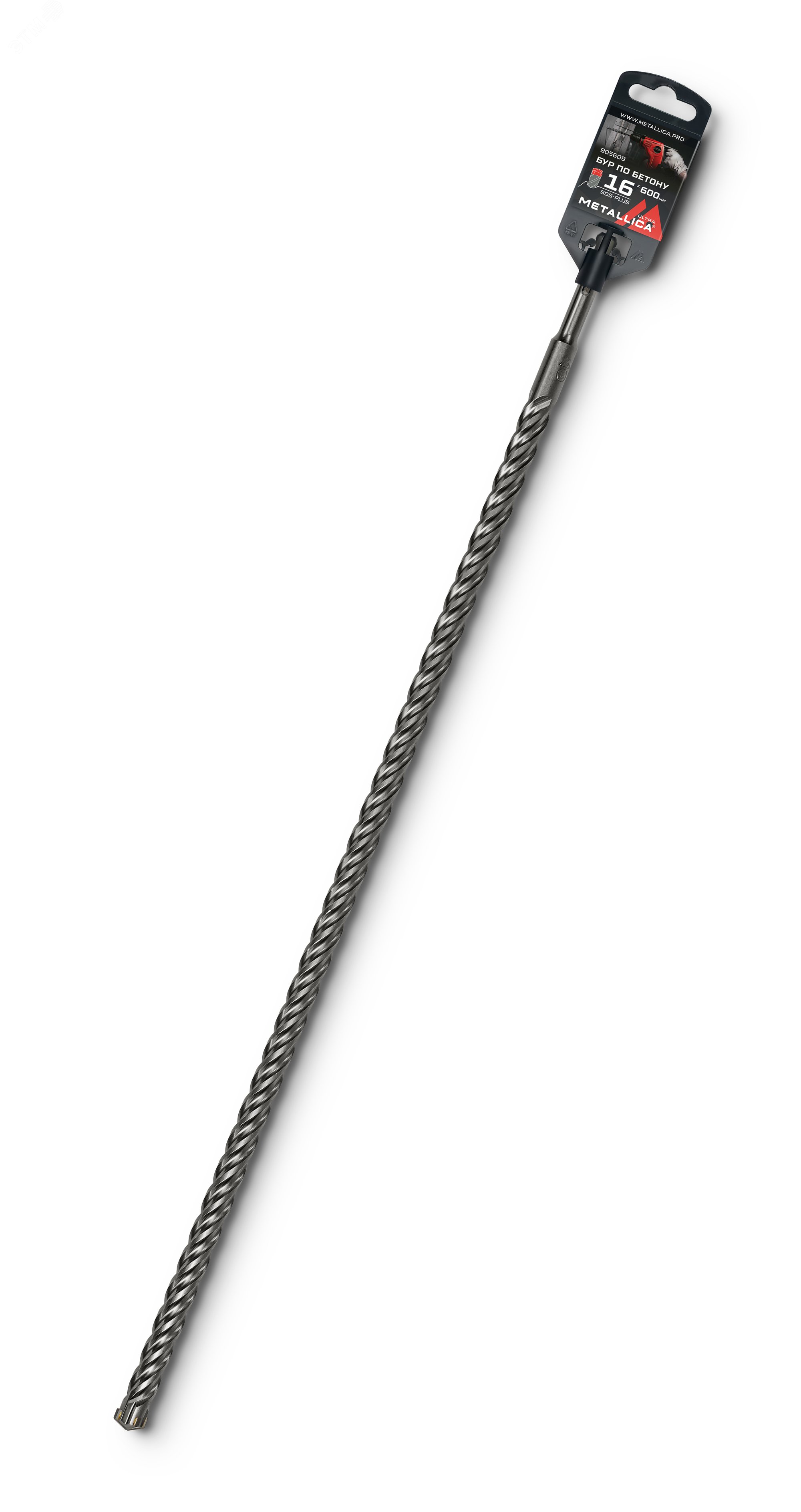 Изображение товара Бур по бетону SDS-plus 16 х600/550 мм METALLICA узкая направка четыре спирали