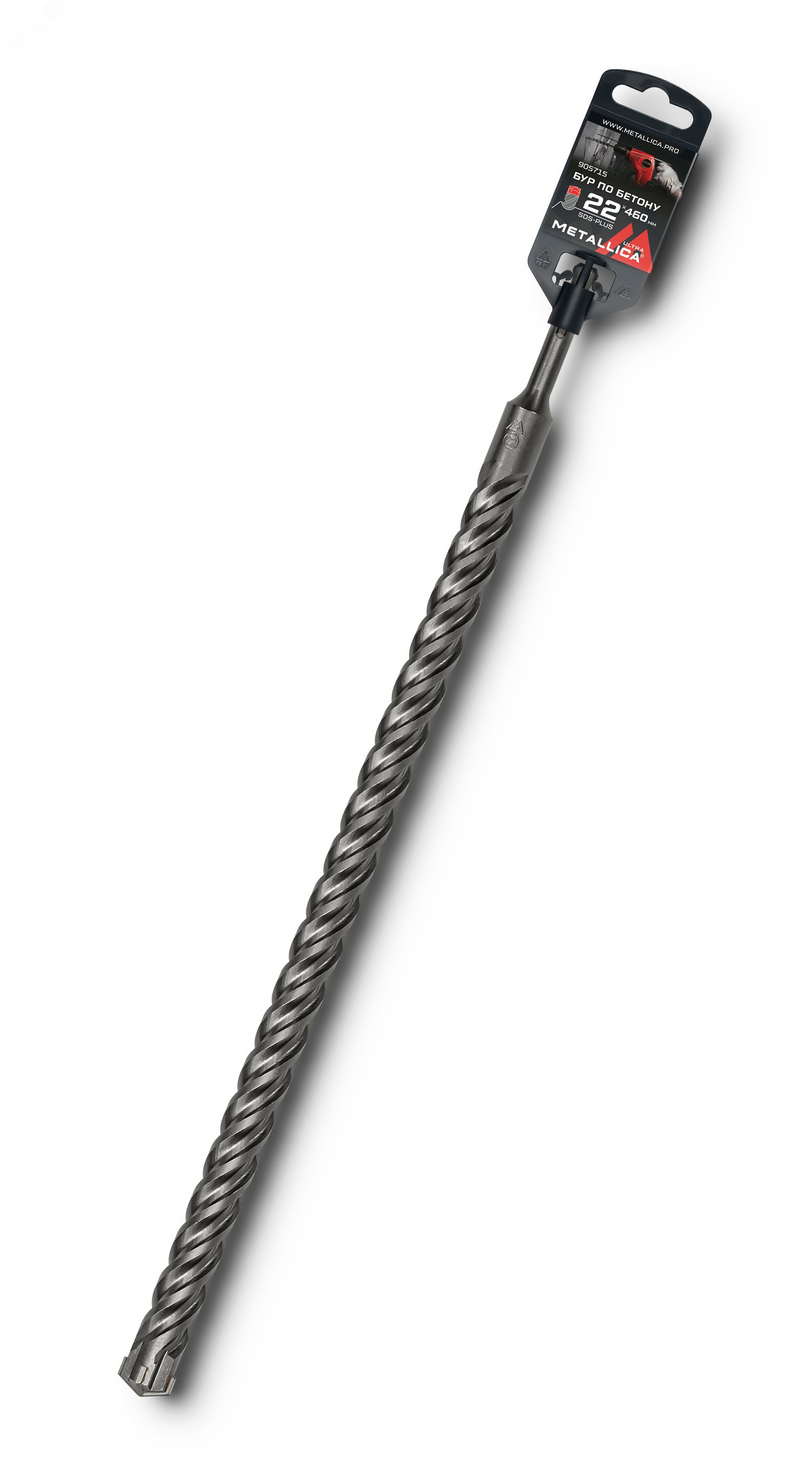 Изображение товара Бур по бетону SDS-plus 22 х460/400 мм 4 спирали Твердосплавная напайка