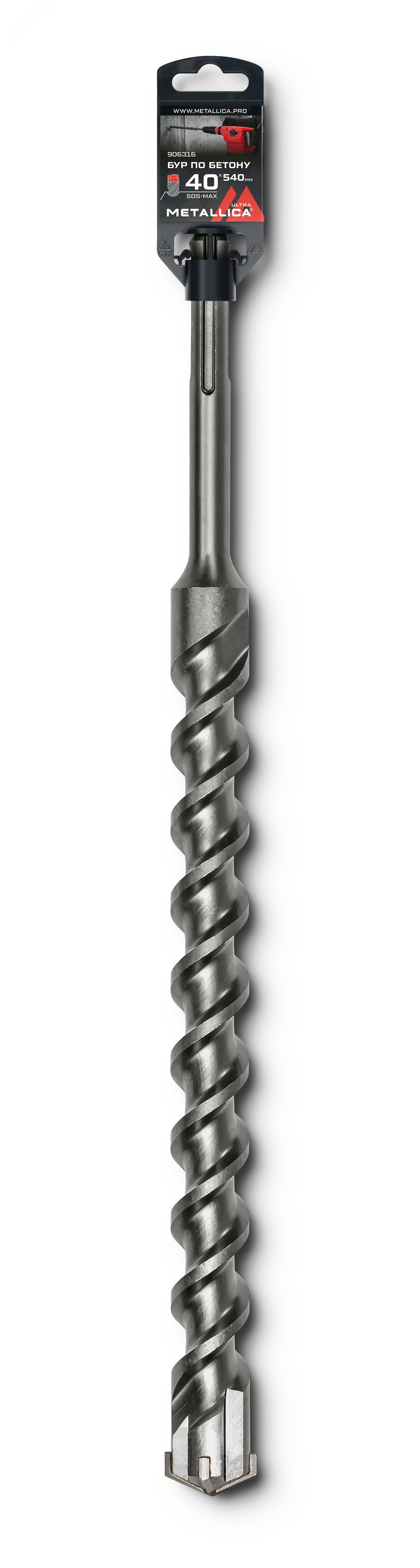 Изображение товара Бур по бетону SDS-max 40х540 мм из инструментальной стали с твердосплавной напайкой