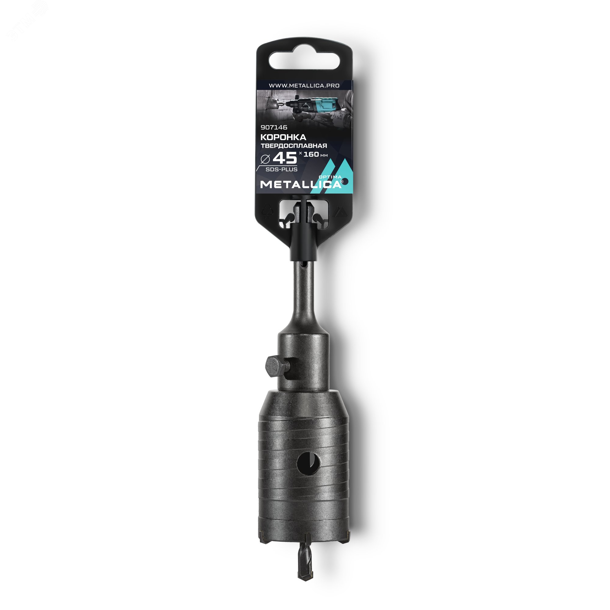 Изображение товара Коронка тв. спл. SDS-plus 45x160/100 мм, h=50мм, М22,0х2,0 мм, с адаптером (шт)