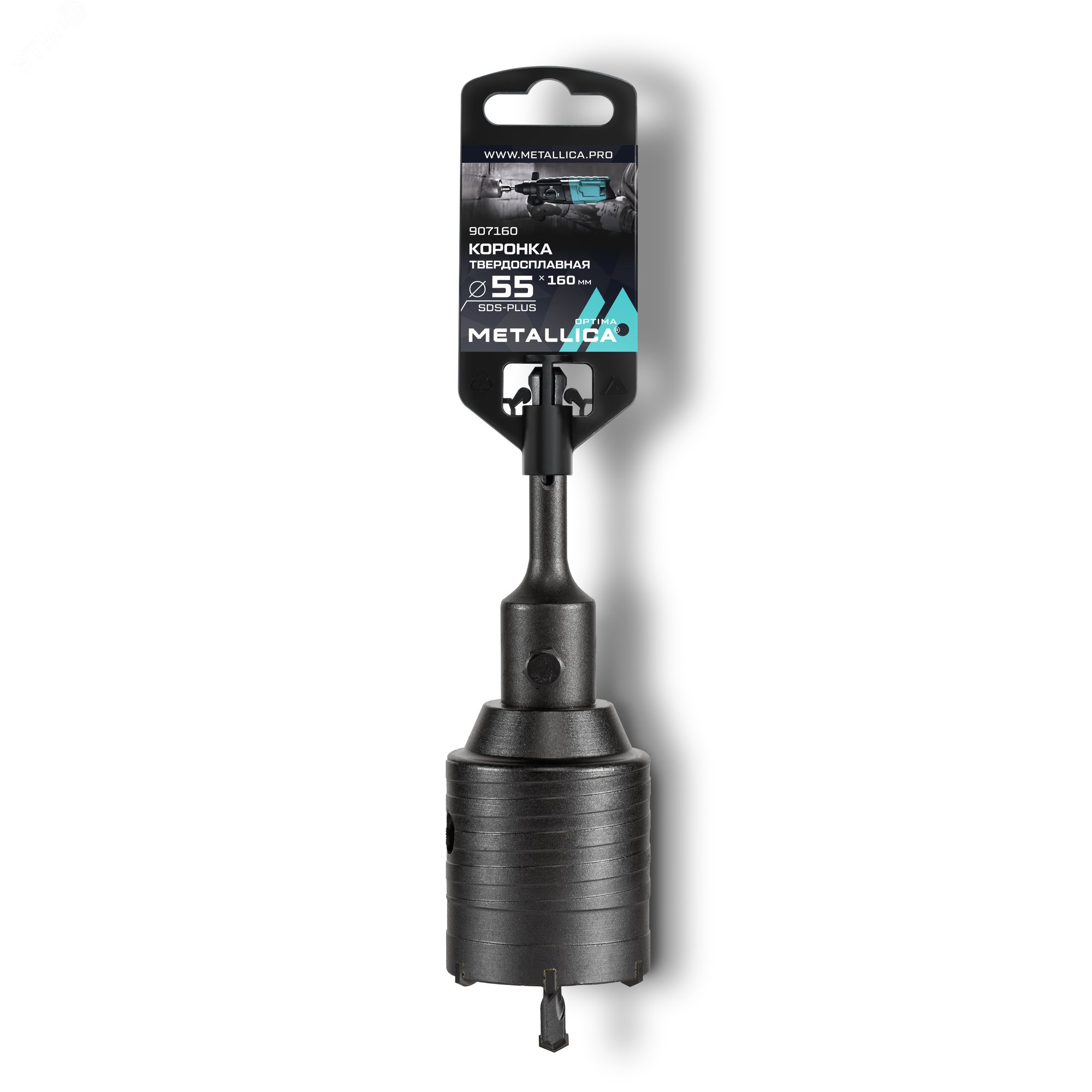 Изображение товара Коронка тв. спл. SDS-plus 55x160/100 мм, h=50мм, М22,0х2,0 мм, с адаптером (шт)