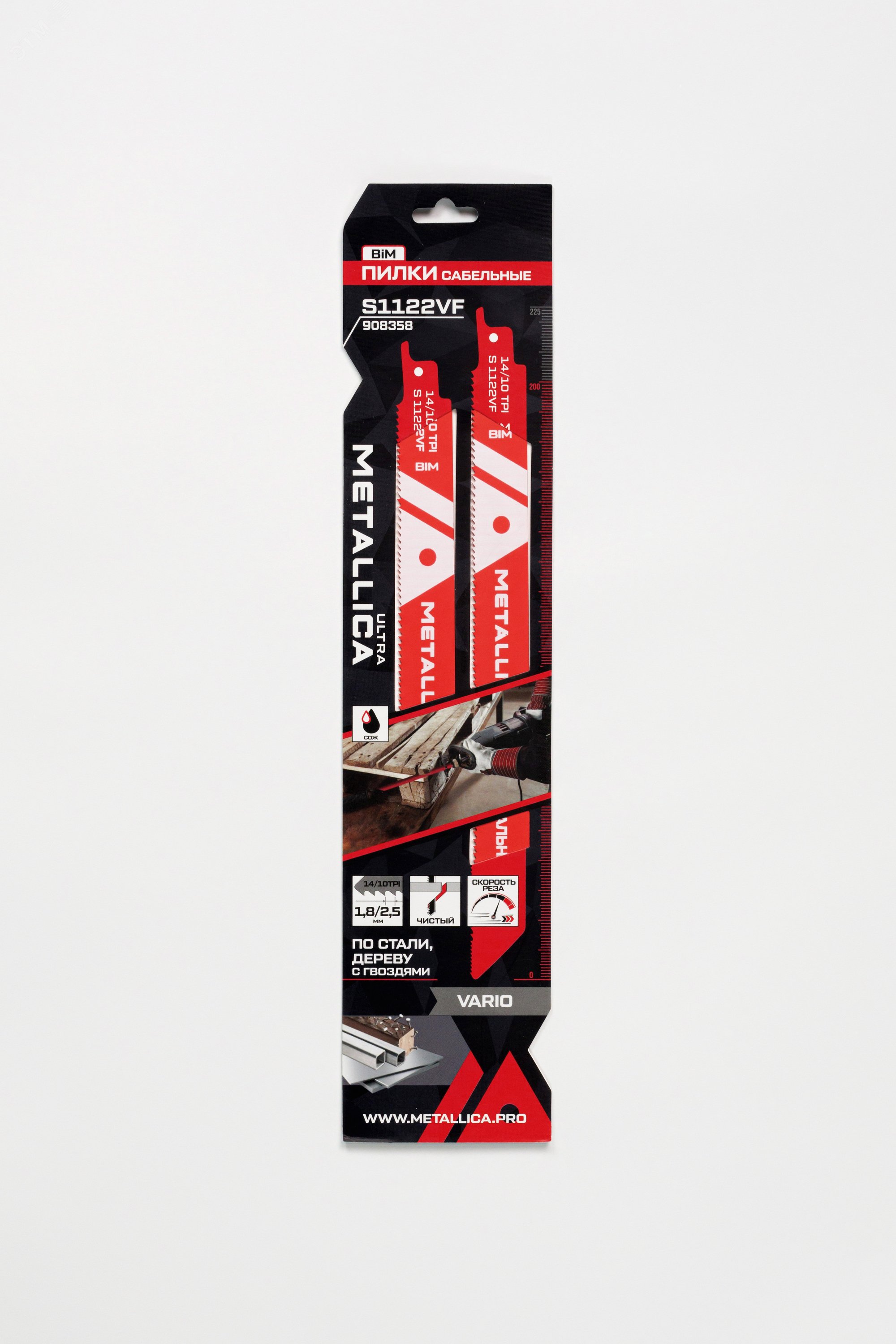 Изображение товара Пилки сабельные S1122VF 225/200мм шаг 1,8/2,6мм, BiM Vario, универсальная 2шт (шт)