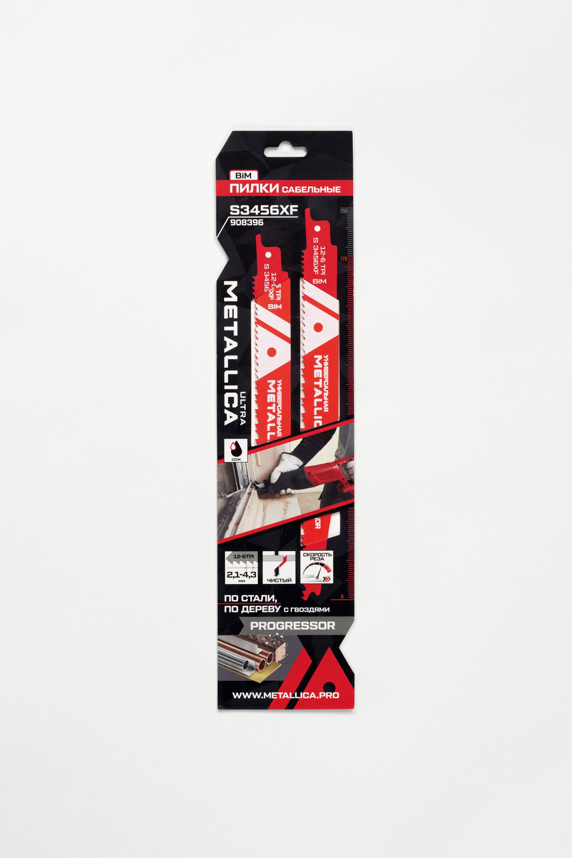 Изображение товара Пилки сабельные S3456XF 200/175мм шаг 2,1-4,3мм, BiM Progressor, универсальная 2шт (шт)