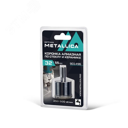 Изображение товара Коронка алмазная 32x55 мм, #80, по стеклу, плитке, 1 шт, в блистере. (шт)