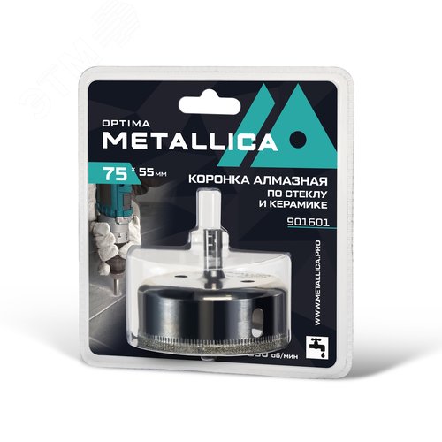 Изображение товара Коронка алмазная 75x55 мм, #80, по стеклу, плитке, 1 шт, в блистере. (шт)