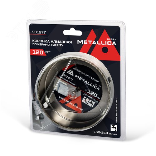 Изображение товара Коронка алмазная 120х70 мм, #46, с сверлом, по керамограниту, плитке, в блистере. (шт)