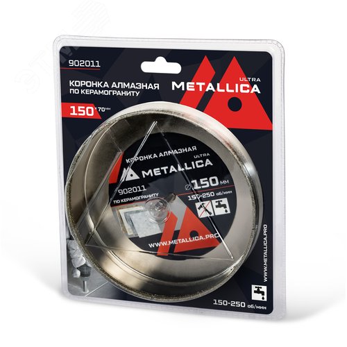 Изображение товара Коронка алмазная 150х70 мм, #46, с сверлом, по керамограниту, плитке, в блистере. (шт)