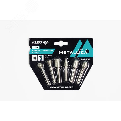 Изображение товара Набор шарошек алмазных #120, L=60 мм, 6 шт, по плитке, камню, бетону (шт)