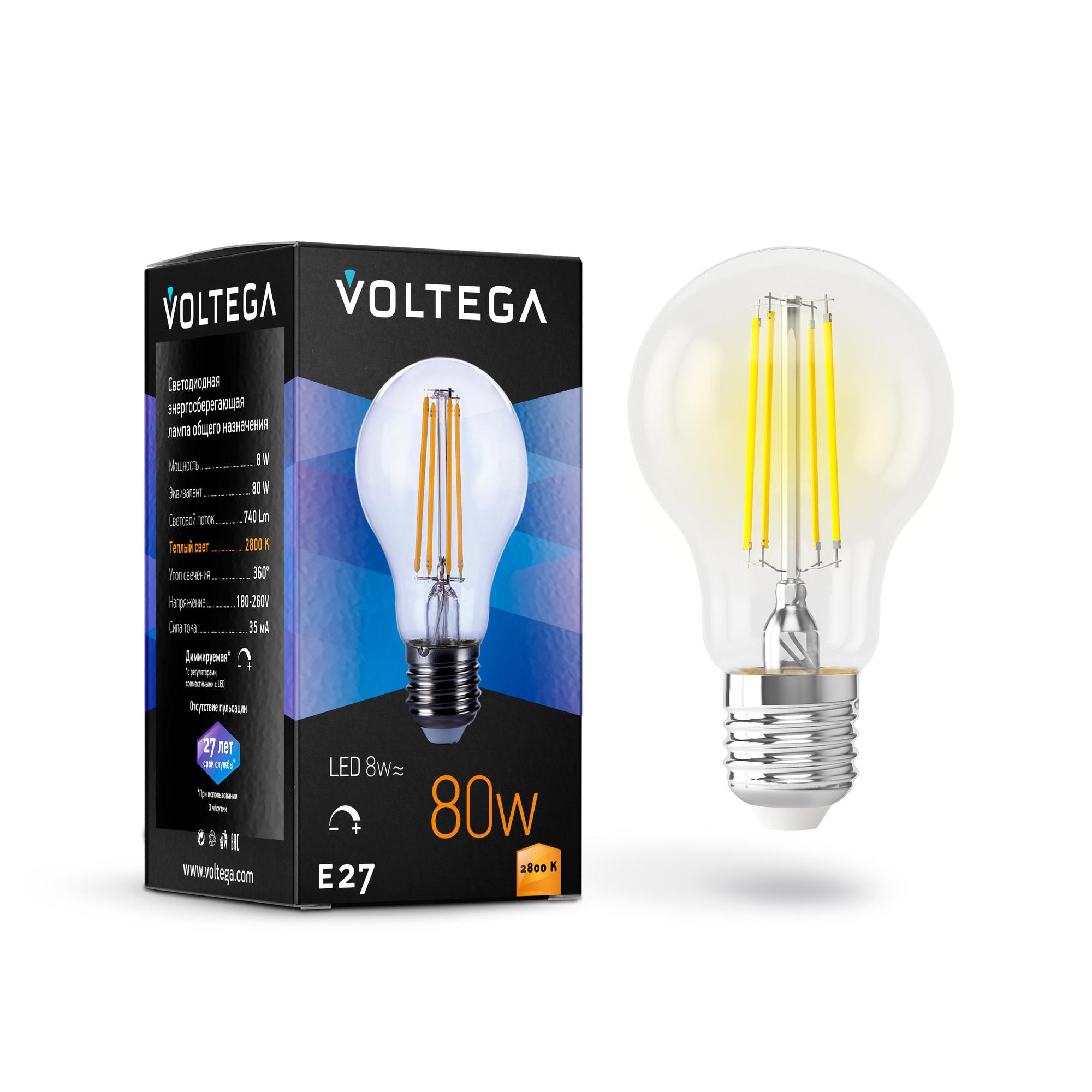 Лампа светодиодная Crystal A60 8W 2800K E27 DIM