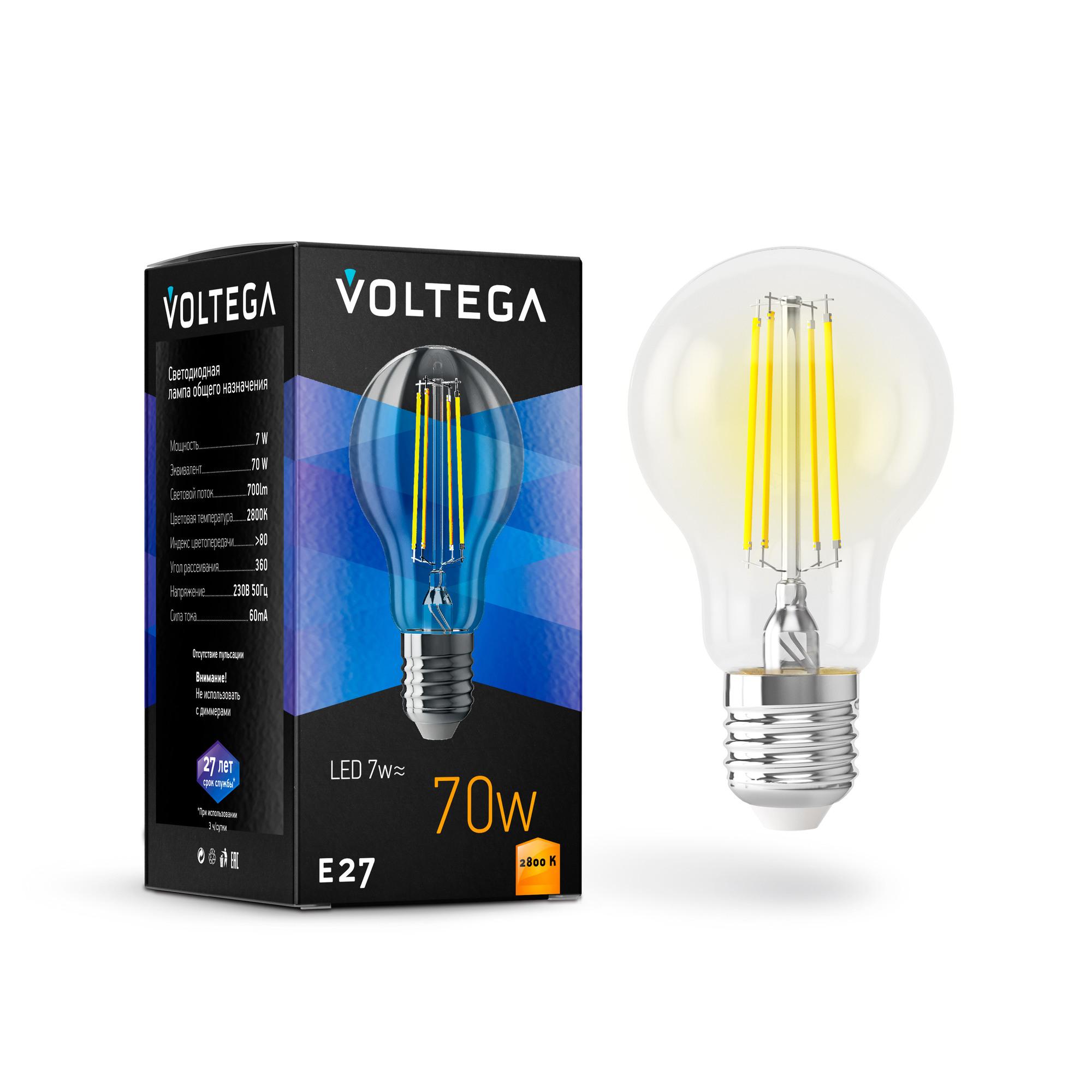 Лампа светодиодная Crystal A60 7W 2800K E27
