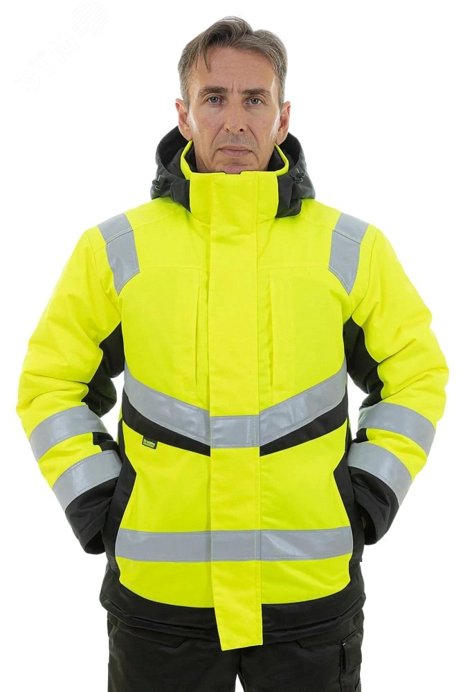 Изображение товара Зимняя сигнальная куртка Brodeks KW216 желтый/черный 3XL водоотталкивающая утепленная
