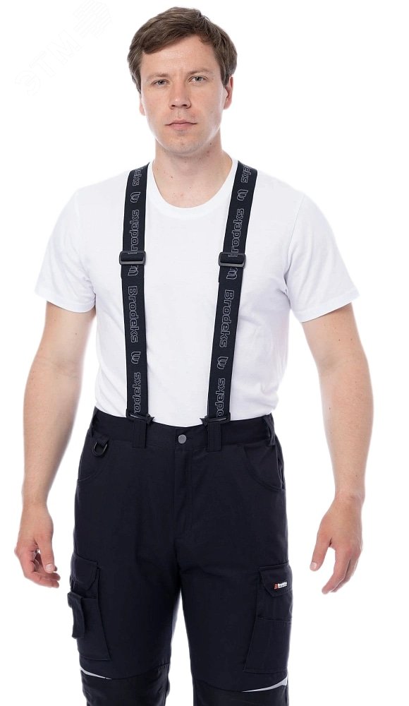 Изображение товара Подтяжки Brodeks KM108 черные регулируемые с замками Duraflex для активных и стильных