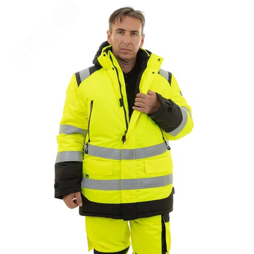 Изображение товара Зимняя сигнальная куртка-парка Brodeks KW217 , желтый/черный (M) (шт)