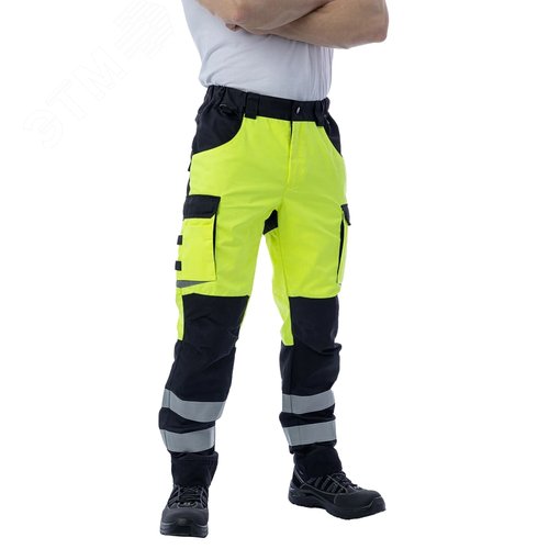 Изображение товара Сигнальные брюки Brodeks KS309, желтый/черный (60) (шт)