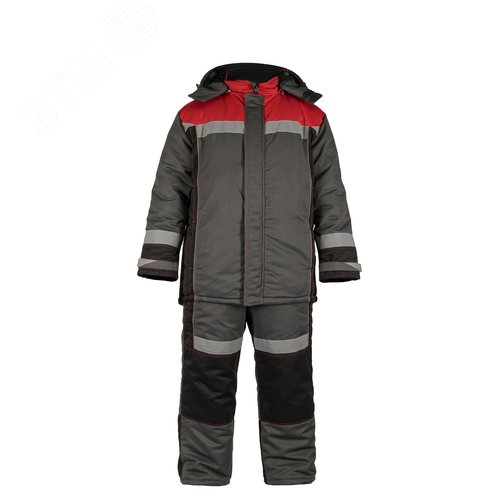 Изображение товара Костюм Диксон (куртка с полукомбинезоном), утепленный, серый/черный/красный, р. 60-62/170-176 (компл)