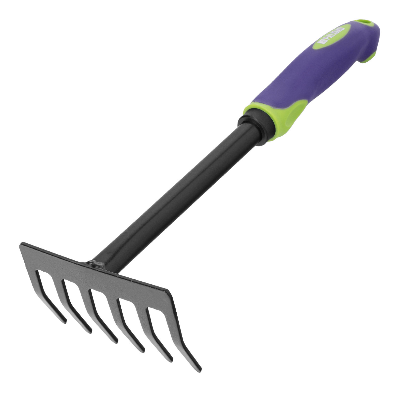 Грабли 6-зубые, 110х300 мм, стальные, обрезиненная эргономичная рукоятка, LSR2