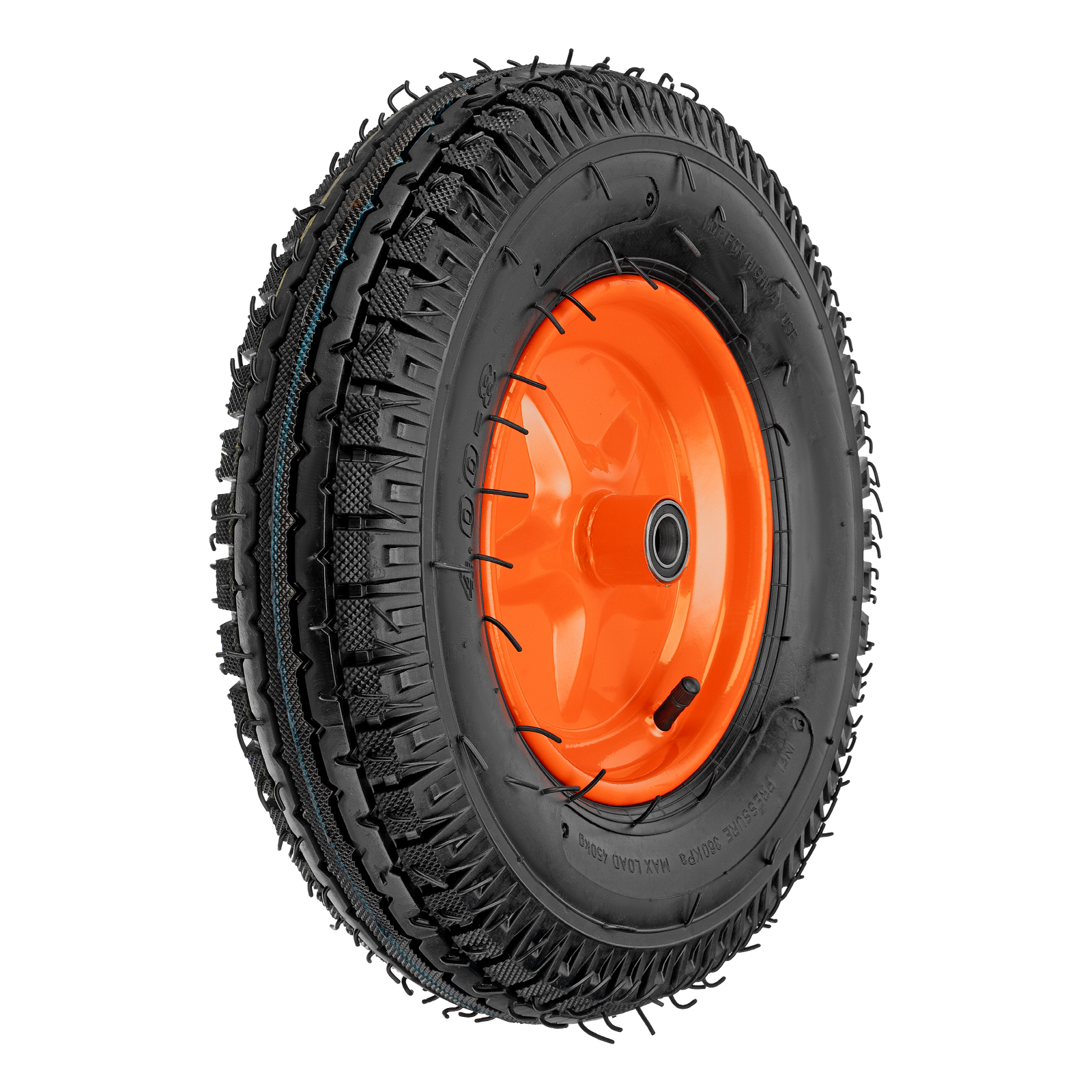 Колесо пневм. усилен. шина 8PR, 4.00-8 D400мм, подш. внут. диам. 20мм, длина оси 90мм