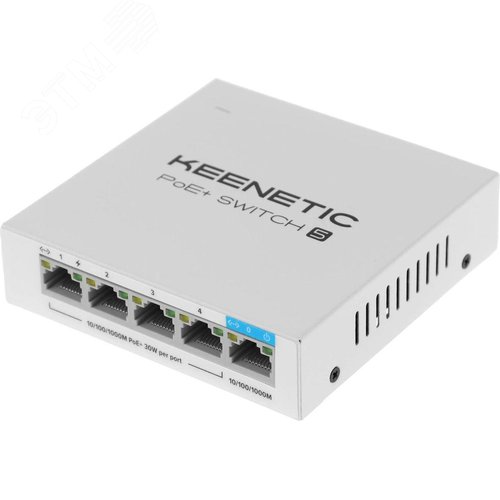 Изображение товара Коммутатор неуправляемый 5 портов RJ45 10 100 1000 Мб/с PoE 60Вт (шт)