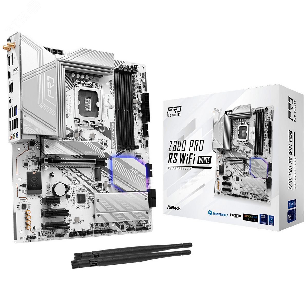 Изображение товара Материнская плата ASRock Z890 PRO RS WIFI WHITE для Intel ATX поддержка DDR4 и Wi-Fi