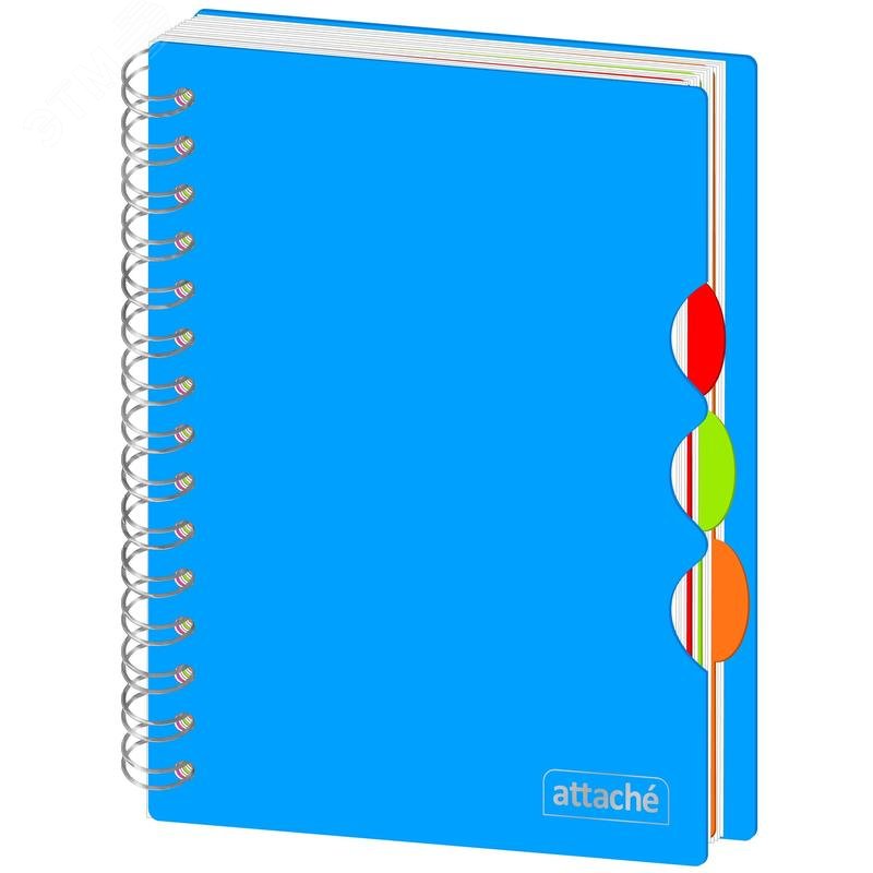 Изображение товара Бизнес-тетрадь Attache А5 100 листов голубая в клетку на спирали 3 разделителя (140х200 мм) (шт)