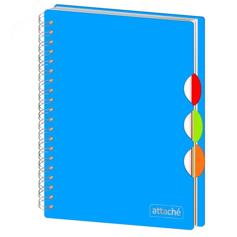 Изображение товара Бизнес-тетрадь Attache А4 100 листов голубая в клетку на спирали 3 разделителя (200х274 мм) (шт)