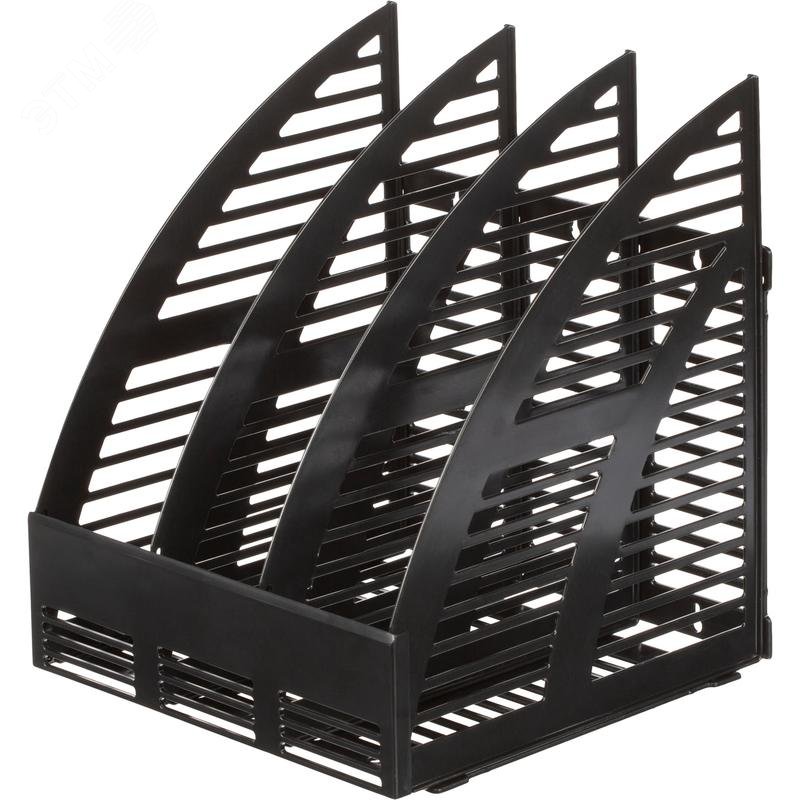 Изображение товара Лоток вертикальный для бумаг 240 мм Attache пластиковый черный скругленный 3 отделения (шт)