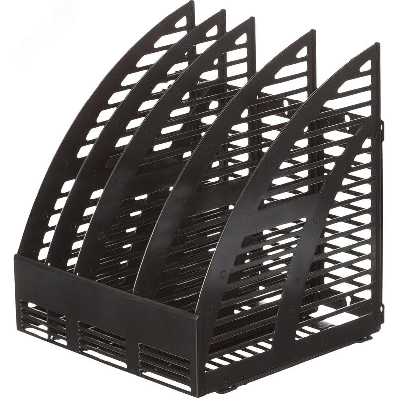 Изображение товара Лоток вертикальный для бумаг 240 мм Attache пластиковый черный скругленный 4 отделения (шт)