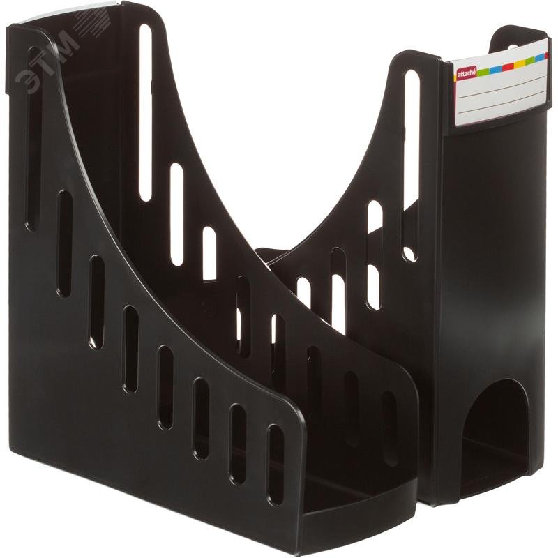 Изображение товара Лоток вертикальный для бумаг 100 мм Attache пластиковый черный (2 штуки в упаковке) (упак)