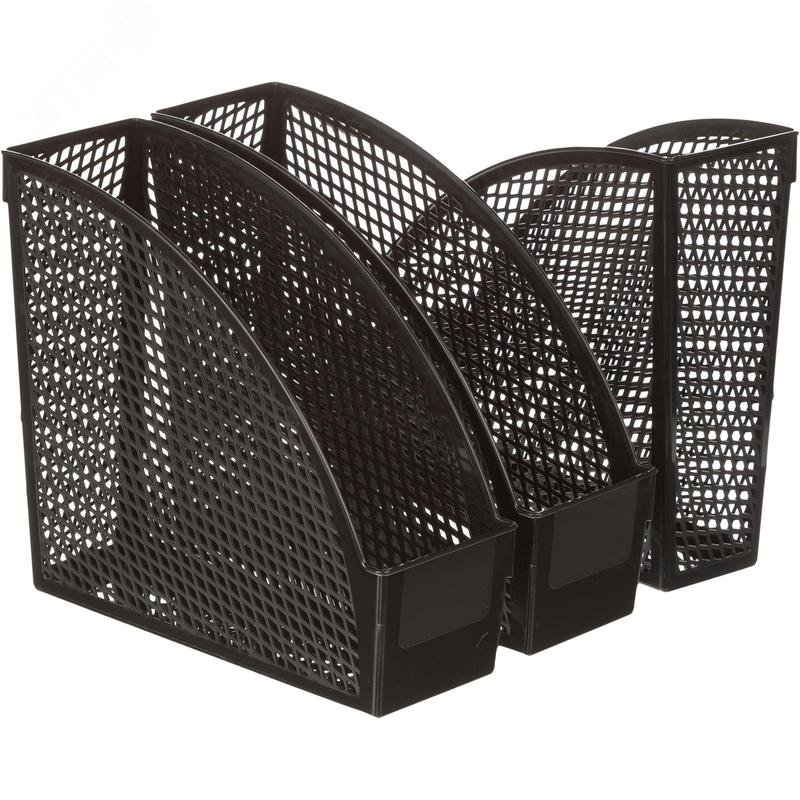 Изображение товара Лоток вертикальный для бумаг 75 мм (105 мм) Attache пластиковый черный (3 штуки в упаковке) (упак)