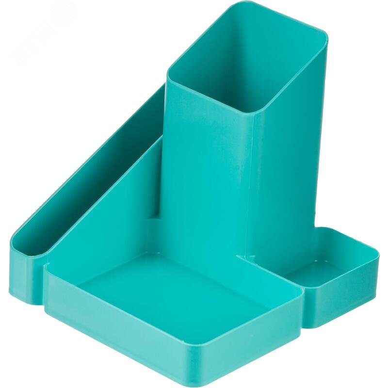 Изображение товара Подставка-органайзер для канцелярских принадлежностей Attache Акварель 4 отделения мятная 11,1 х 11,5 х 12,2 см (шт)