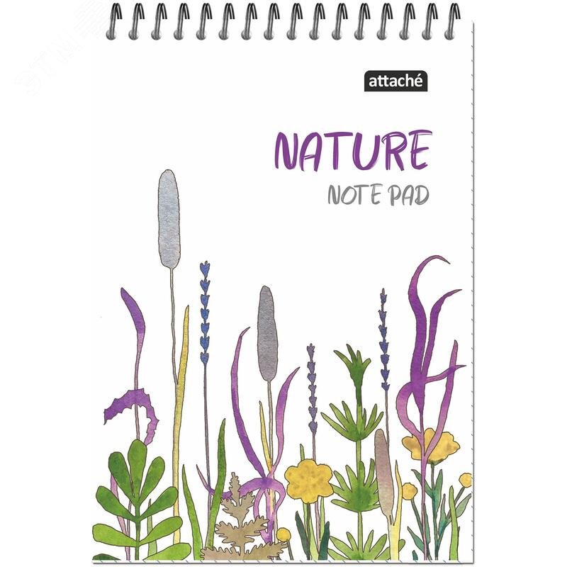Изображение товара Блокнот Attache Nature White flowers А5 60 листов разноцветный в клетку на спирали ВД-лак (146x204 мм) (шт)