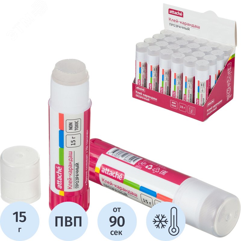Изображение товара Клей-карандаш Attache 15 г прозрачный (шт)