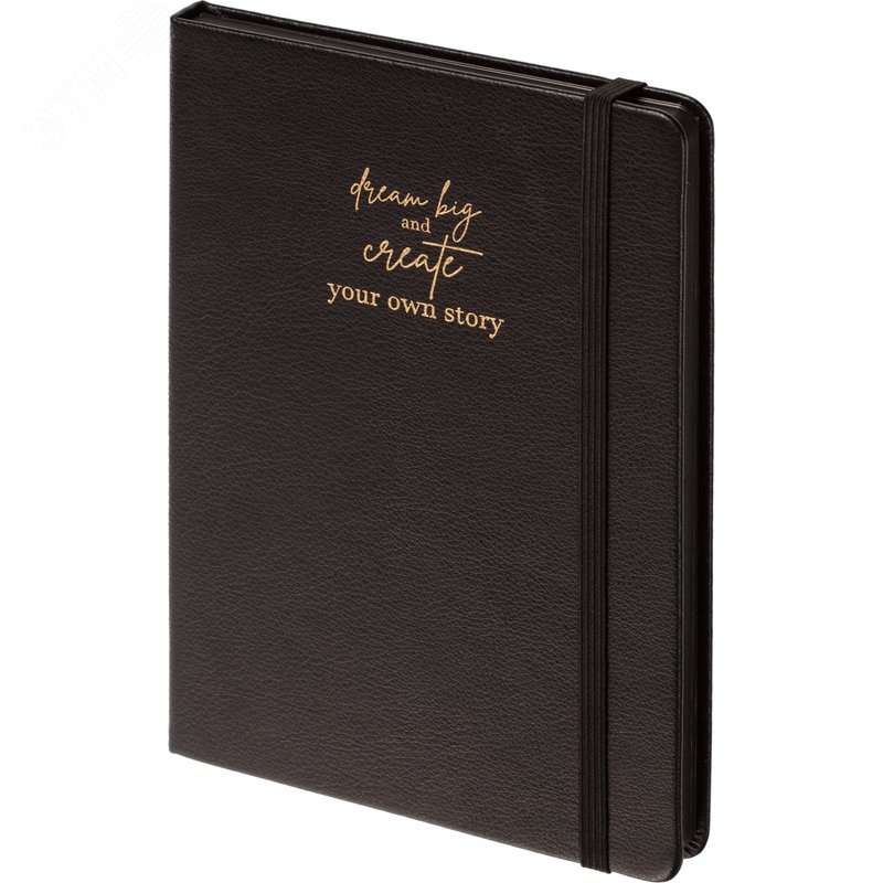 Изображение товара Ежедневник недатированный Attache Story искусственная кожа А5 136 листов чёрный с фиксирующей резинкой (чёрный обрез) (шт)