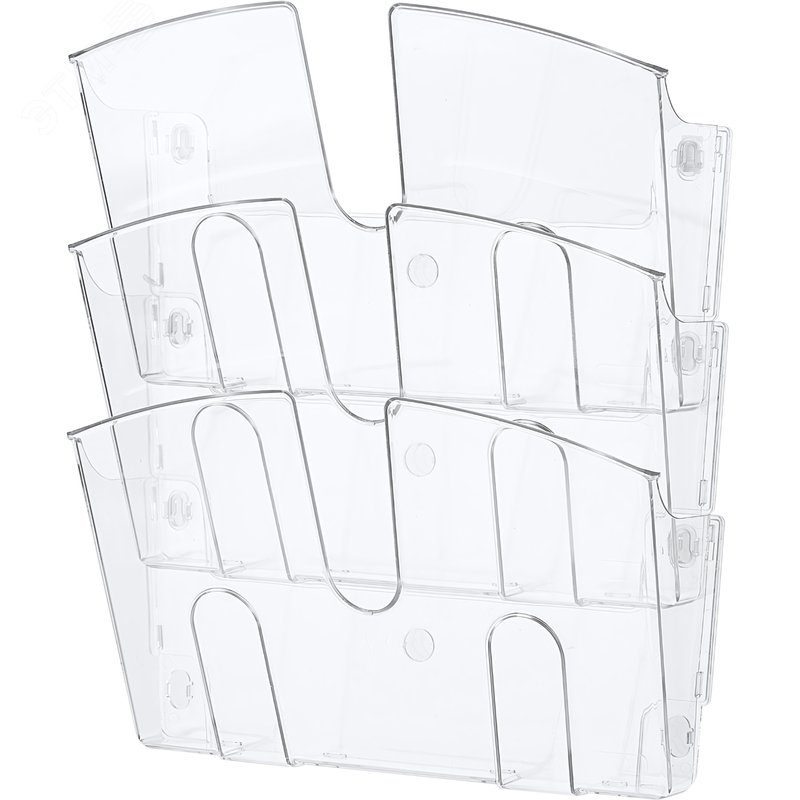 Изображение товара Лоток настенный А4 вертикальный (310x430 мм) пластиковый 3 отделения прозрачный Attache (шт)