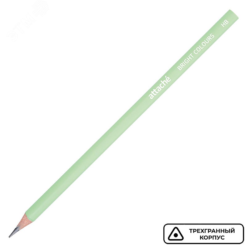 Изображение товара Карандаш чернографитный HB Attache Bright Colors заточенный трехгранный зеленый корпус (шт)