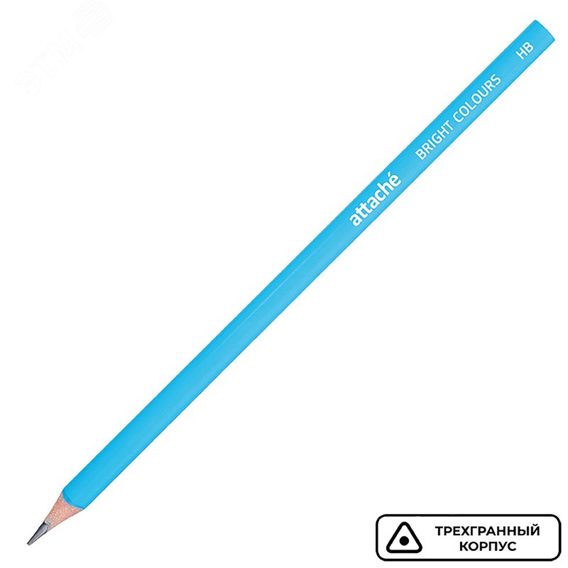 Изображение товара Карандаш чернографитный HB Attache Bright Colors заточенный трехгранный голубой корпус (шт)