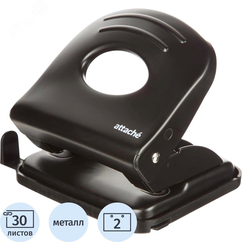 Изображение товара Дырокол Attache Economy JL8803 до 30 листов черный с линейкой (шт)