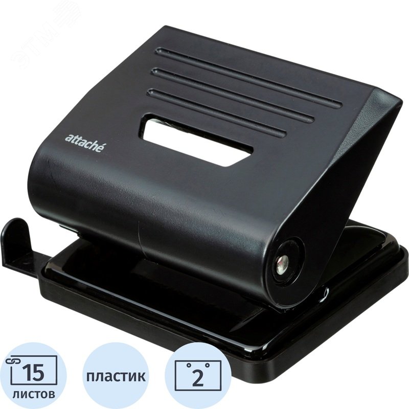 Изображение товара Дырокол Attache Eco до 15 листов черный с линейкой (шт)