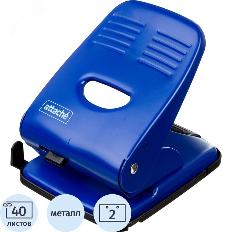 Изображение товара Дырокол Attache до 40 листов синий с линейкой (шт)