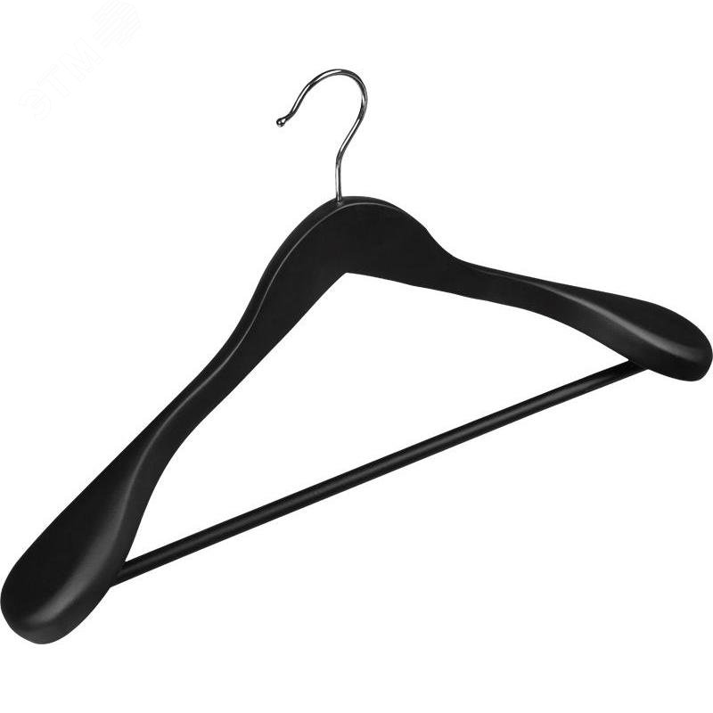 Изображение товара Вешалка-плечики СU9632-R анатомическая антискользящие покрытие Attache с перекладиной черная (размер 48-50) (шт)