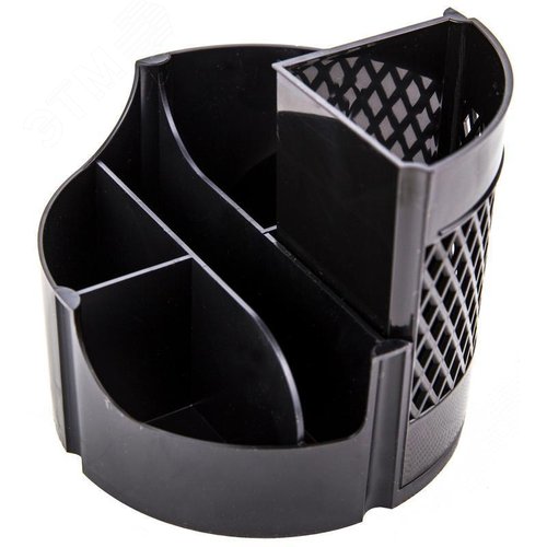 Изображение товара Подставка-органайзер для канцелярских принадлежностей Attache Office 6 отделений черная 11x12x12 см вращающаяся (шт)