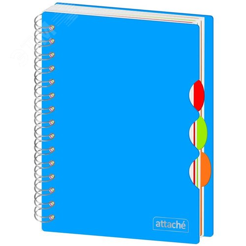 Изображение товара Бизнес-тетрадь Attache А5 100 листов голубая в клетку на спирали 3 разделителя (140х200 мм) (шт)