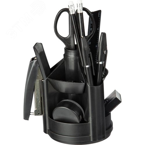 Изображение товара Набор канцелярский Attache пластиковый 14 предметов черный вращающийся (шт)