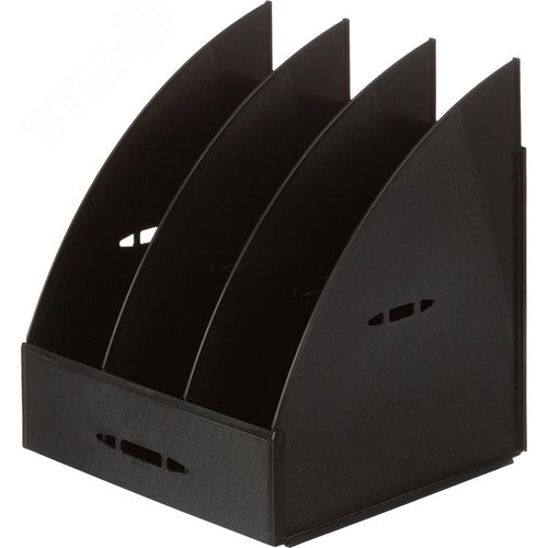 Изображение товара Лоток вертикальный для бумаг 240 мм Attache пластиковый черный скругленный с монолитными перегородками 3 отделения (шт)