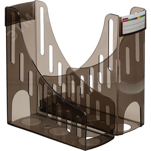 Изображение товара Лоток вертикальный для бумаг 100 мм Attache пластиковый прозрачный черный (2 штуки в упаковке) (упак)