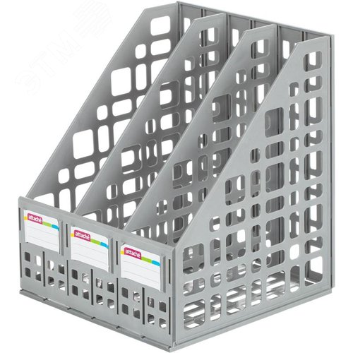 Изображение товара Лоток вертикальный для бумаг Attache 240 мм пластиковый серый 3 отделения (шт)