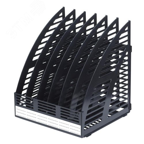 Изображение товара Лоток вертикальный для бумаг 240 мм Attache пластиковый черный 6 отделений с окном для маркировки (шт)