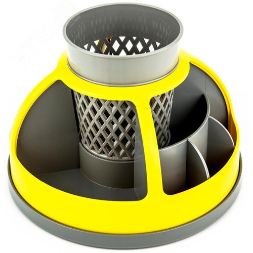 Изображение товара Подставка-органайзер для канцелярских принадлежностей Attache 9 отделений желтая/серая 16x16x11 см вращающаяся (шт)