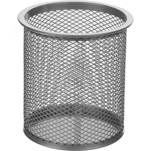 Изображение товара Подставка-стакан для канцелярских принадлежностей серебристая 8,2 х 8,2 х 9,8 см (шт)